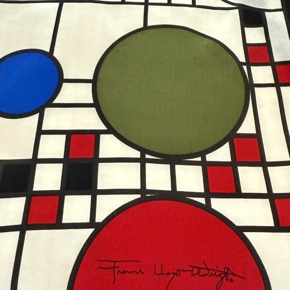Frank Lloyd Wright Signature Geometric Long Scarf – 12" × 59" – Excellent Cond - Picture 5 of 6